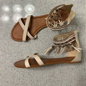 Boho fringe sandals